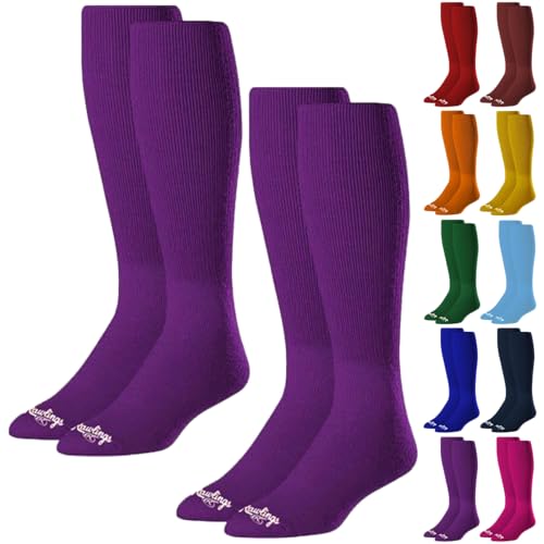 Rawlings Baseball/Softball Socks | 2 Pair | Medium | Purple - Image 1