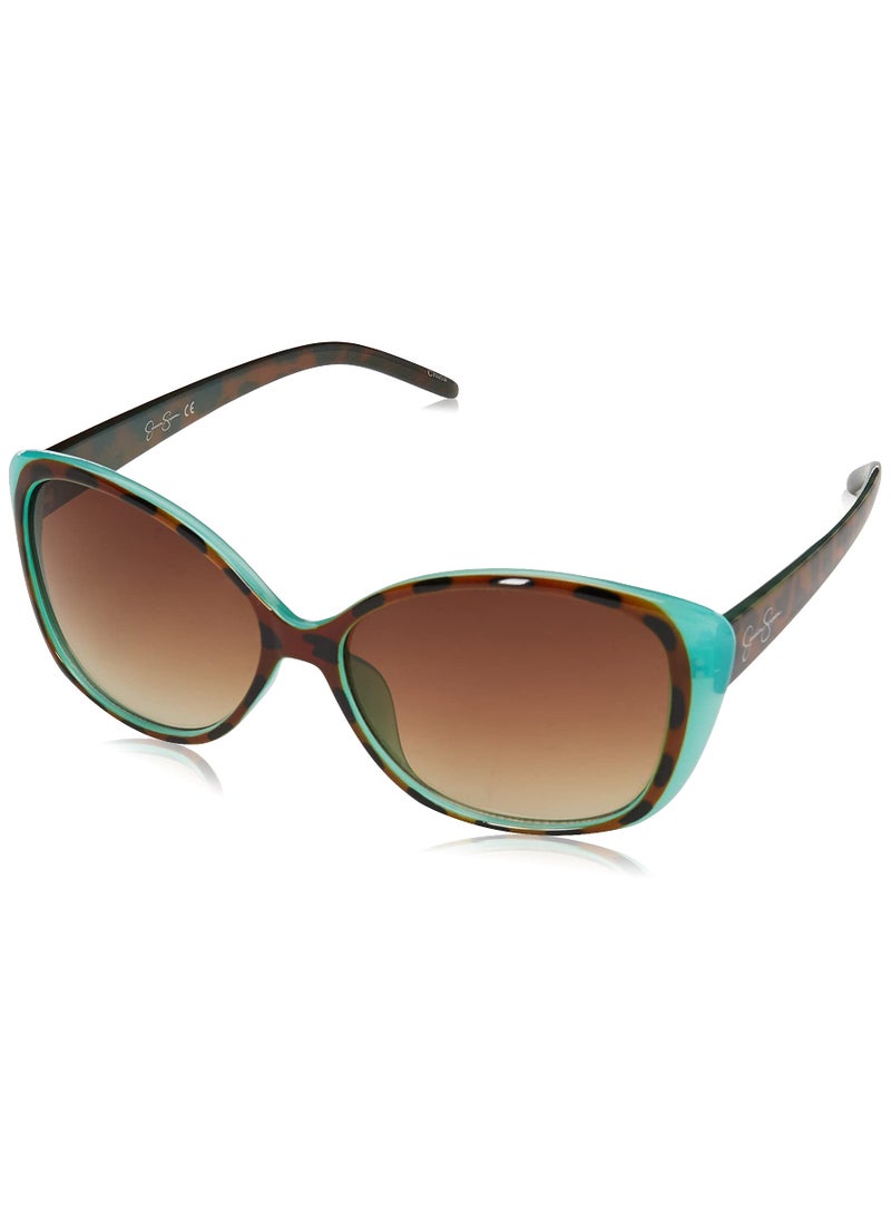 Jessica Simpson Jessica Simpson Womens J5012 Retro Cat Eye Sunglasses With Uv400 Protection. Glam Gifts For Her, 56 Mm, Animal & Blue, 56 Mm US  - Image 1