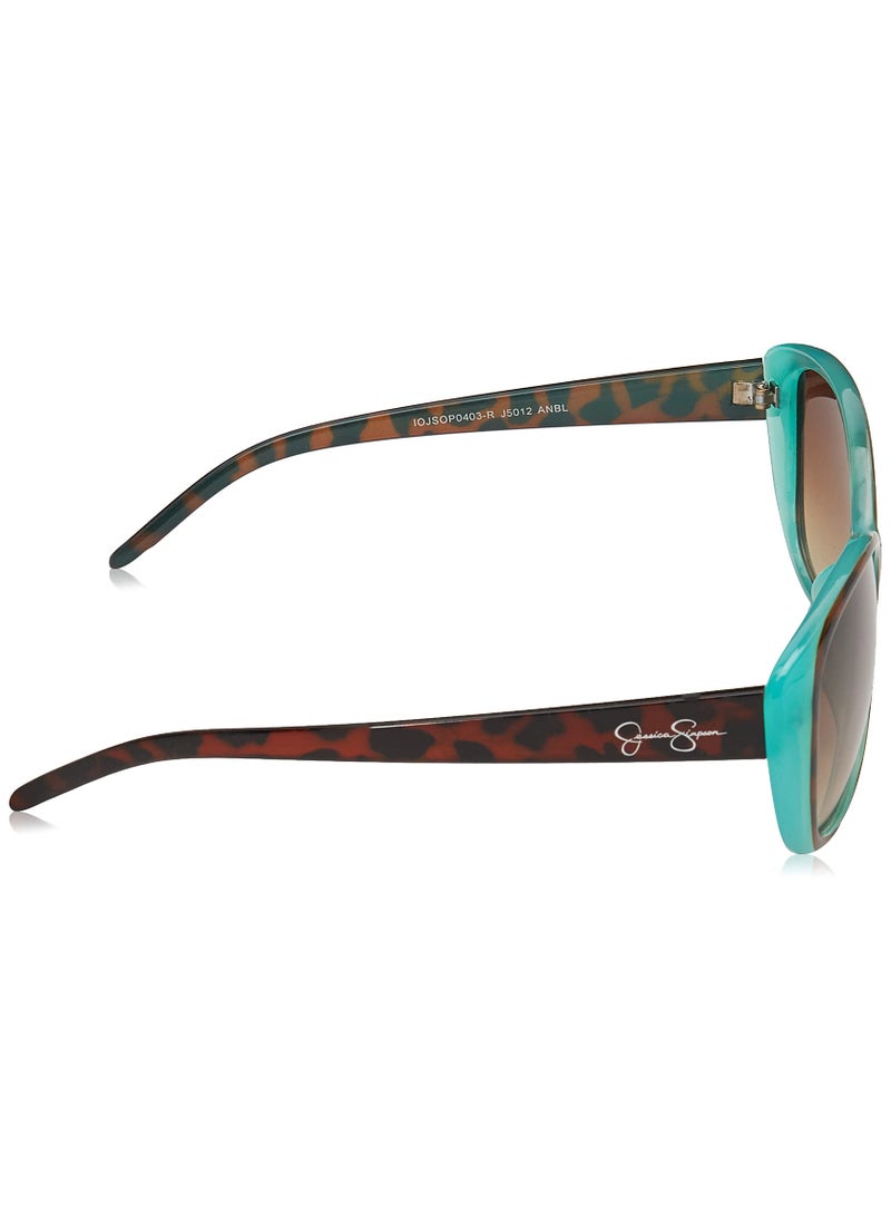 Jessica Simpson Jessica Simpson Womens J5012 Retro Cat Eye Sunglasses With Uv400 Protection. Glam Gifts For Her, 56 Mm, Animal & Blue, 56 Mm US  - Image 3