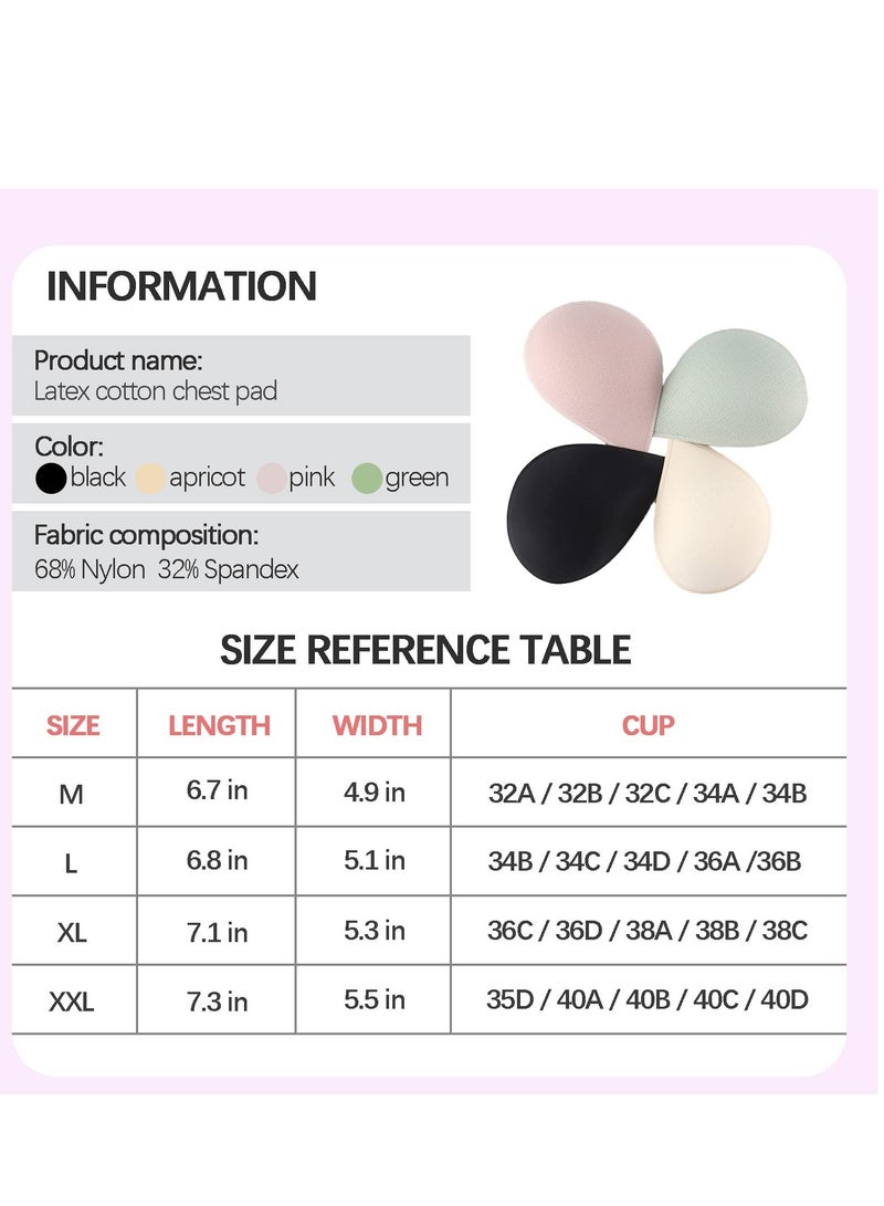 SYOSI 4 Pairs of Bra Cushion Inserts, Breathable Anti-walking Bra Inserts Removable Latex Bra Inserts for Women's Sports Cup Bra or Swimsuit Bikini Inserts (Green, Black, Pink, Apricot, XL) - Image 5