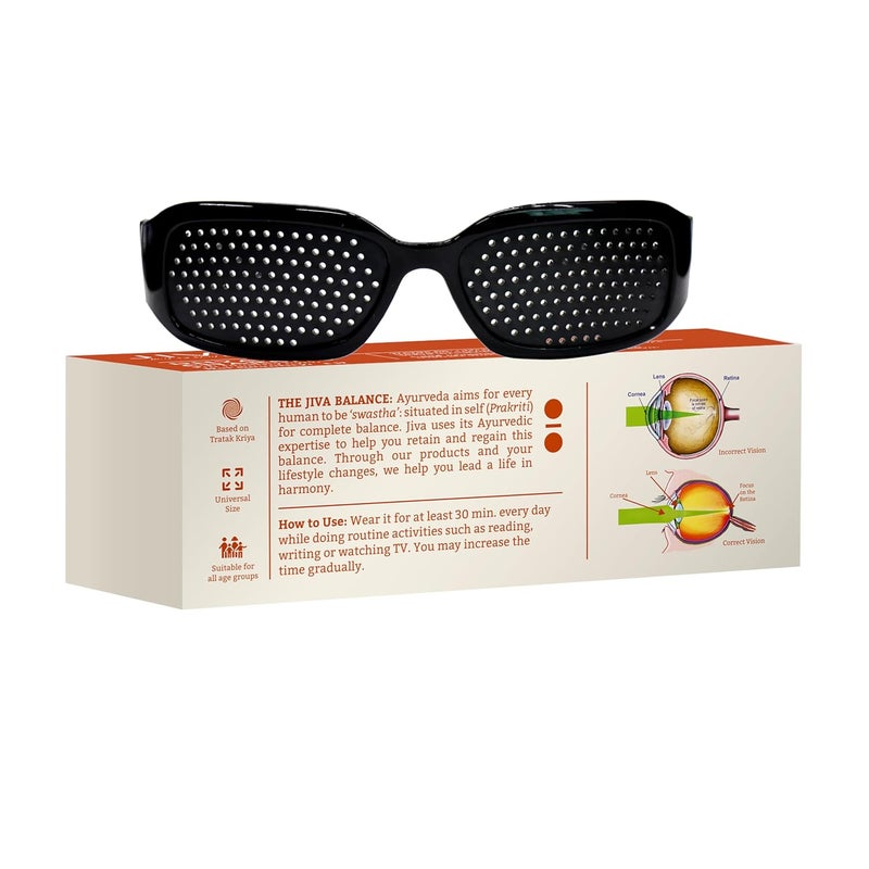 Jiva Dhyan Chakshu | Pin Hole Glasses Designed on Ayurvedic Tratak Principle | Trains and Strengthens Eye Muscles and Improves Vision Naturally | Soothes Irritation & Redness - (Pack of 1) - Image 2