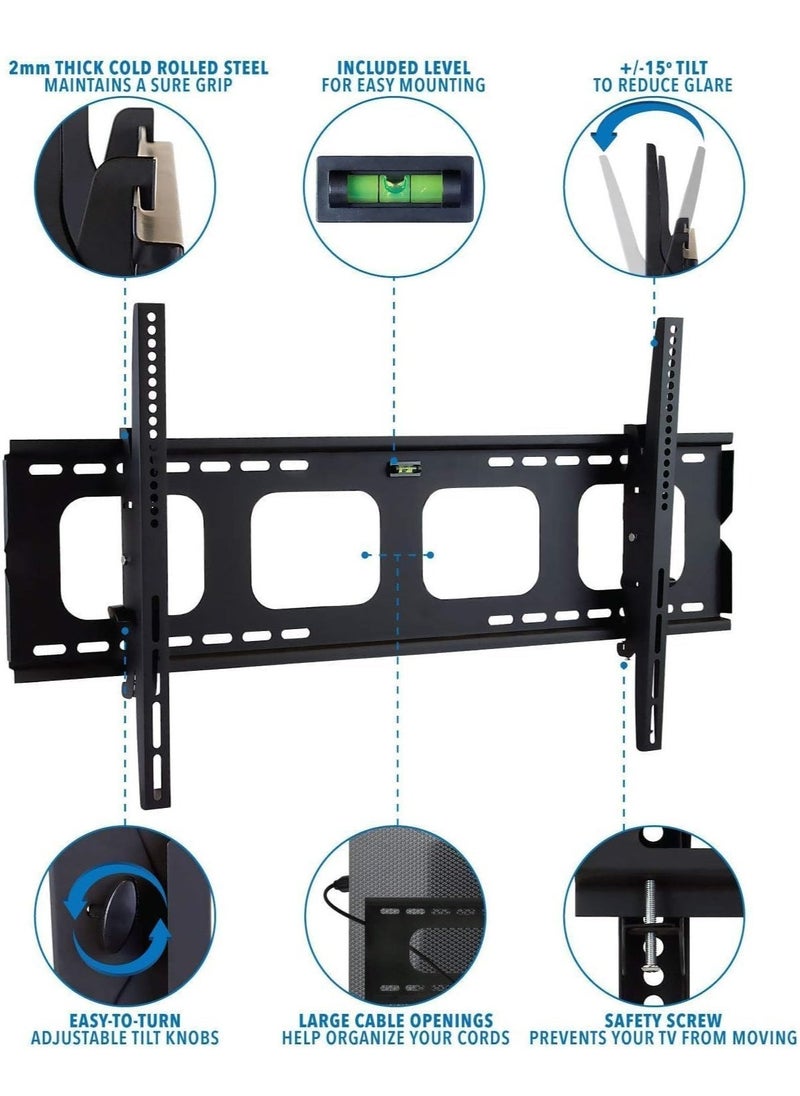 Large Tilting TV Wall Mount Bracket 42 43 50 55 58 65 70 75 80 Inch 220 Pound Capacity, VESA Compatible | Low Profile | Flat Screens - Image 1