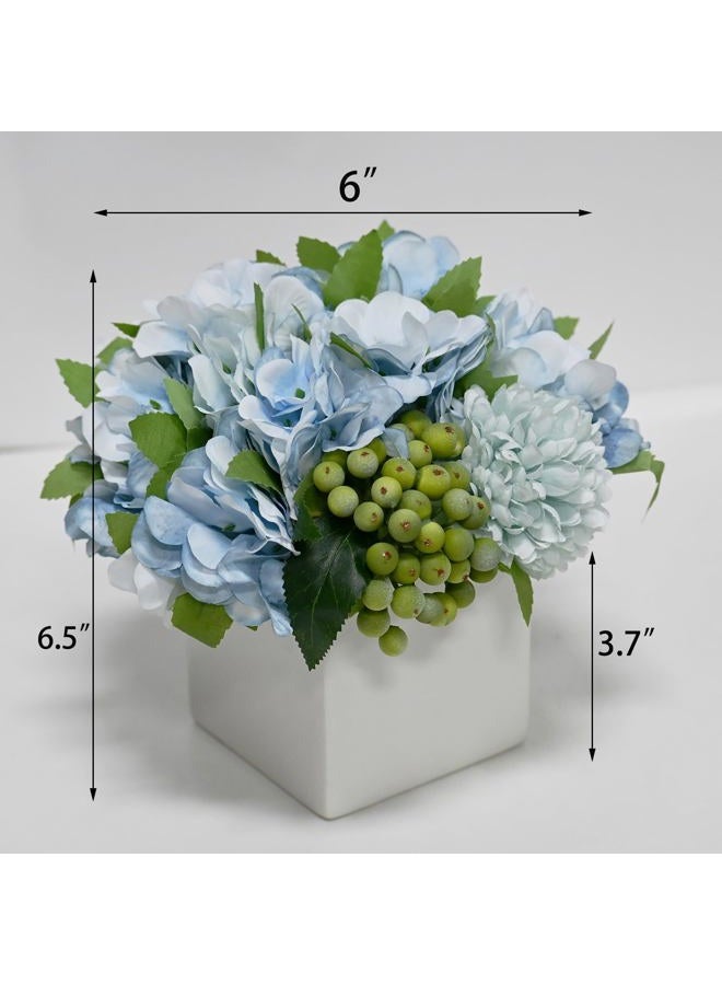 LADADA Fake Peony Flowers in Ceramic Vase,Faux Hydrangea Flower Arrangements for Home Decor Artificial Flowers with Vase - Image 5