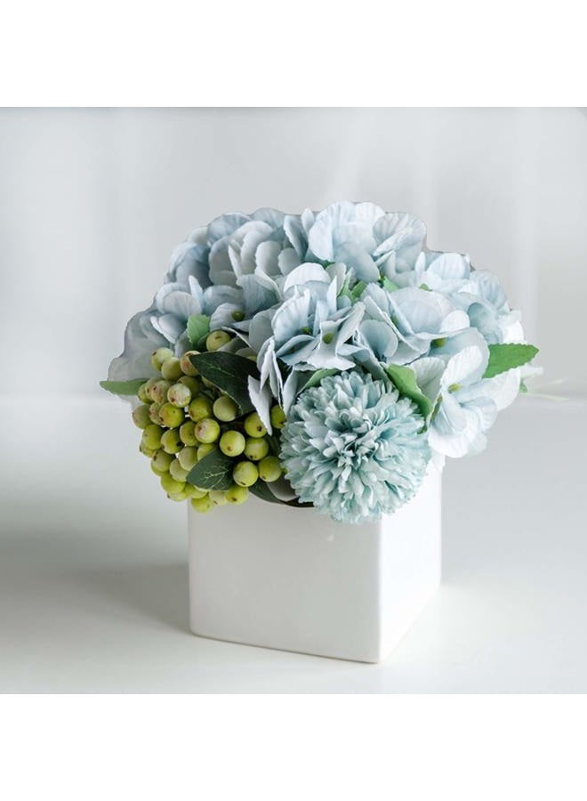 LADADA Fake Peony Flowers in Ceramic Vase,Faux Hydrangea Flower Arrangements for Home Decor Artificial Flowers with Vase - Image 1