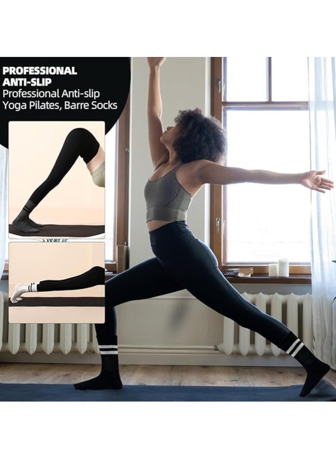 Kimaya 2 Pairs Yoga Socks with Grips for Women, Non Slip Grip Socks for Yoga, Pilates, Barre, Dance | Ideal Cushioned Crew Socks  - Image 5