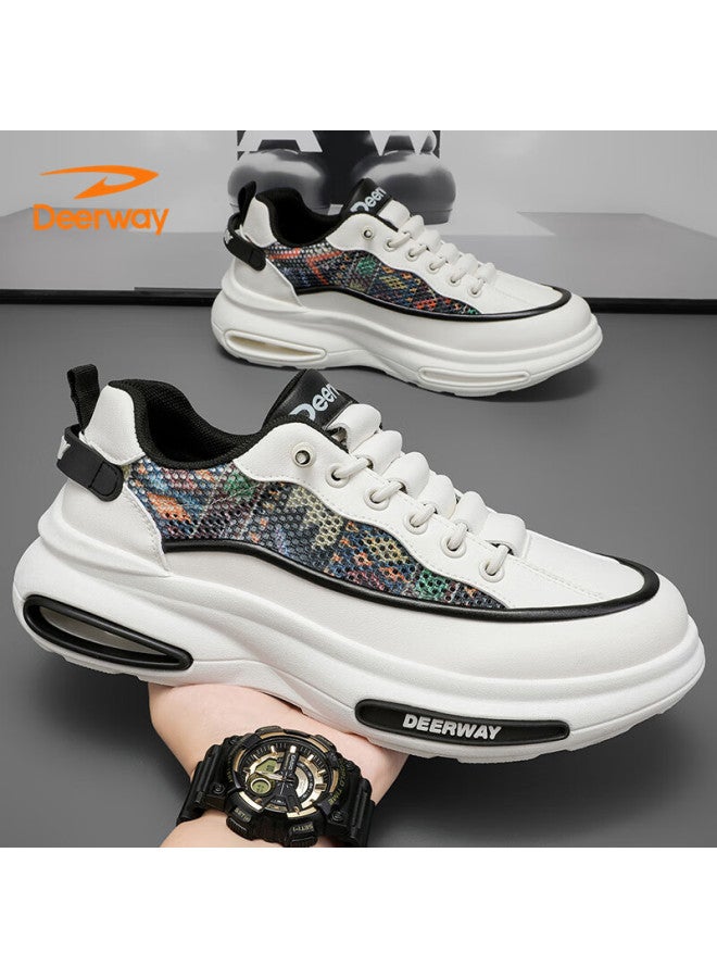 Deerway Men's Chunky Sneakers Summer Shoes Men's Mesh Casual Shoes Breathable Thick Sole Sports Shoes Beige Black Size 39 - Image 3