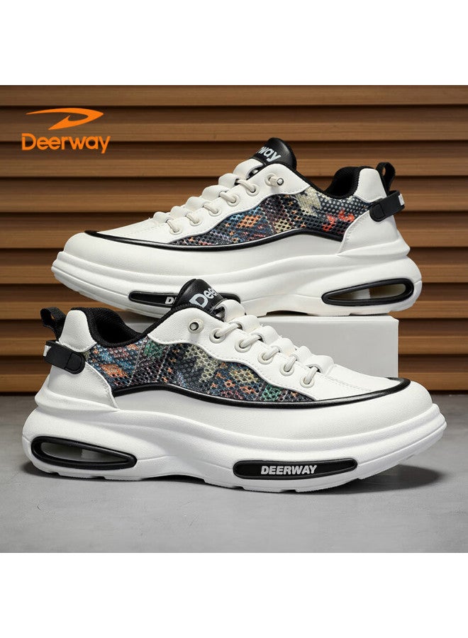 Deerway Men's Chunky Sneakers Summer Shoes Men's Mesh Casual Shoes Breathable Thick Sole Sports Shoes Beige Black Size 39 - Image 5