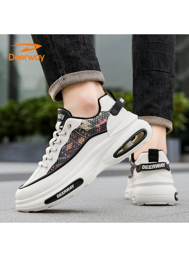 Deerway Men's Chunky Sneakers Summer Shoes Men's Mesh Casual Shoes Breathable Thick Sole Sports Shoes Beige Black Size 39 - Image 1