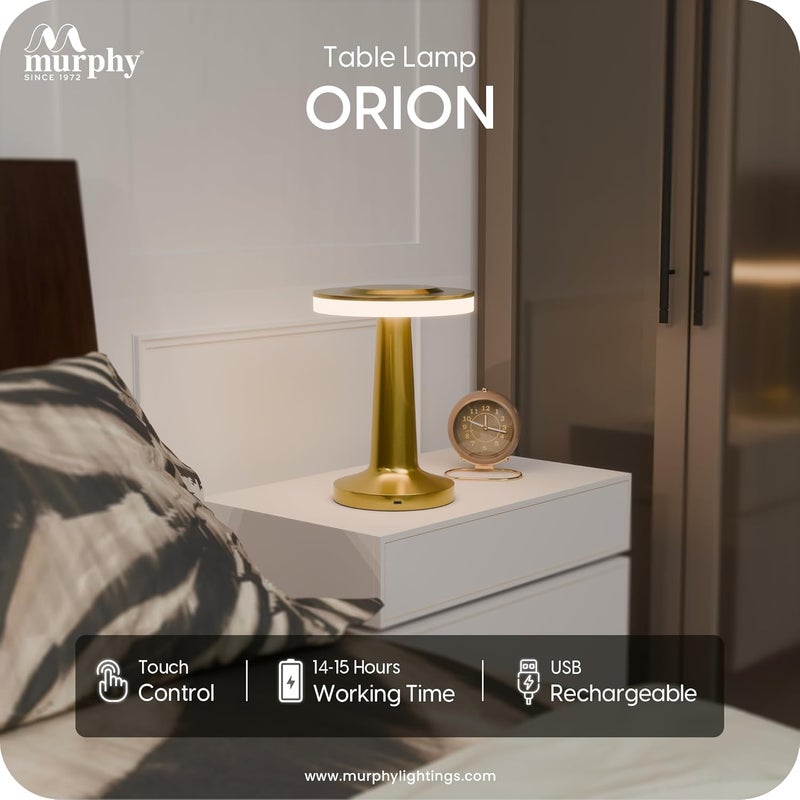 MURPHY Gold Touch LED Table Lamp | Wireless Rechargeable Aluminium Body with 3 Colour Changing Modes | Portable Ambient Light for Study, Desk, Bedside, Kids Room – Pack of 1 - Image 3