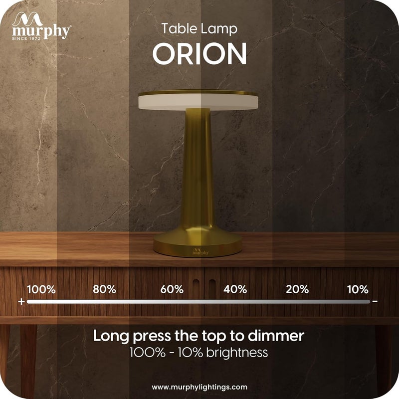 MURPHY Gold Touch LED Table Lamp | Wireless Rechargeable Aluminium Body with 3 Colour Changing Modes | Portable Ambient Light for Study, Desk, Bedside, Kids Room – Pack of 1 - Image 5