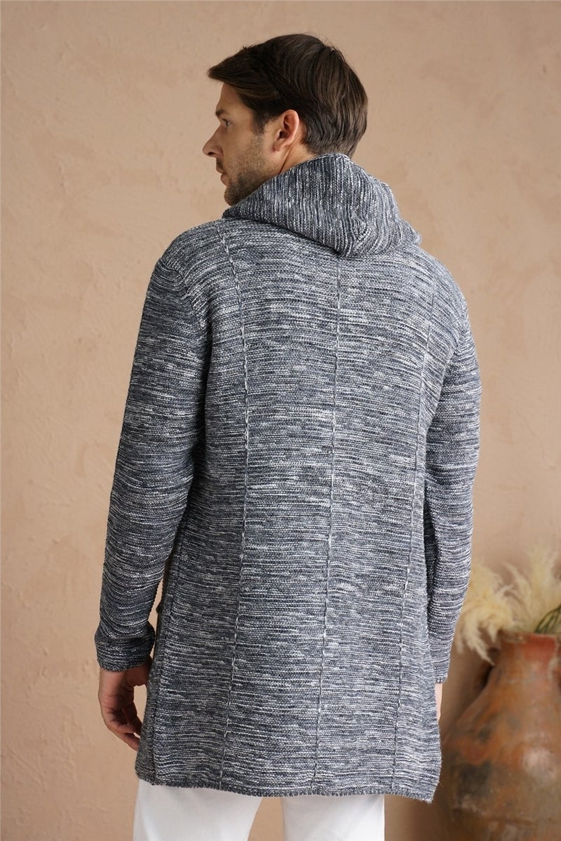 Cool Tarz Cool Style Men's Gray Mix Hooded Knitwear CARDIGAN-HRK7721R02S  - Image 4