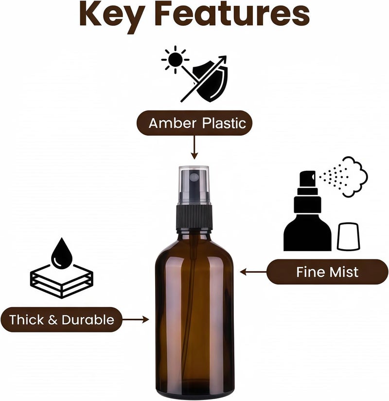 VASANA 250ml/8.5oz Refillable Empty PET Plastic Spray Bottle Fine Mist Sprayers with Black Sprayer For Cosmetic Toiletries Liquid Perfume Bottles Leak Proof Portable Travel Accessories Pack of 3 - Image 4