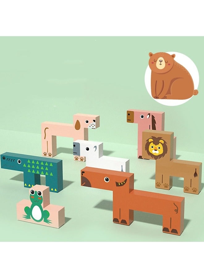 GGEROU Wooden Puzzle Animal Puzzle Interlocking Puzzle 31 Pieces Shaping Blocks Balance Game Stacking Toy - Image 5