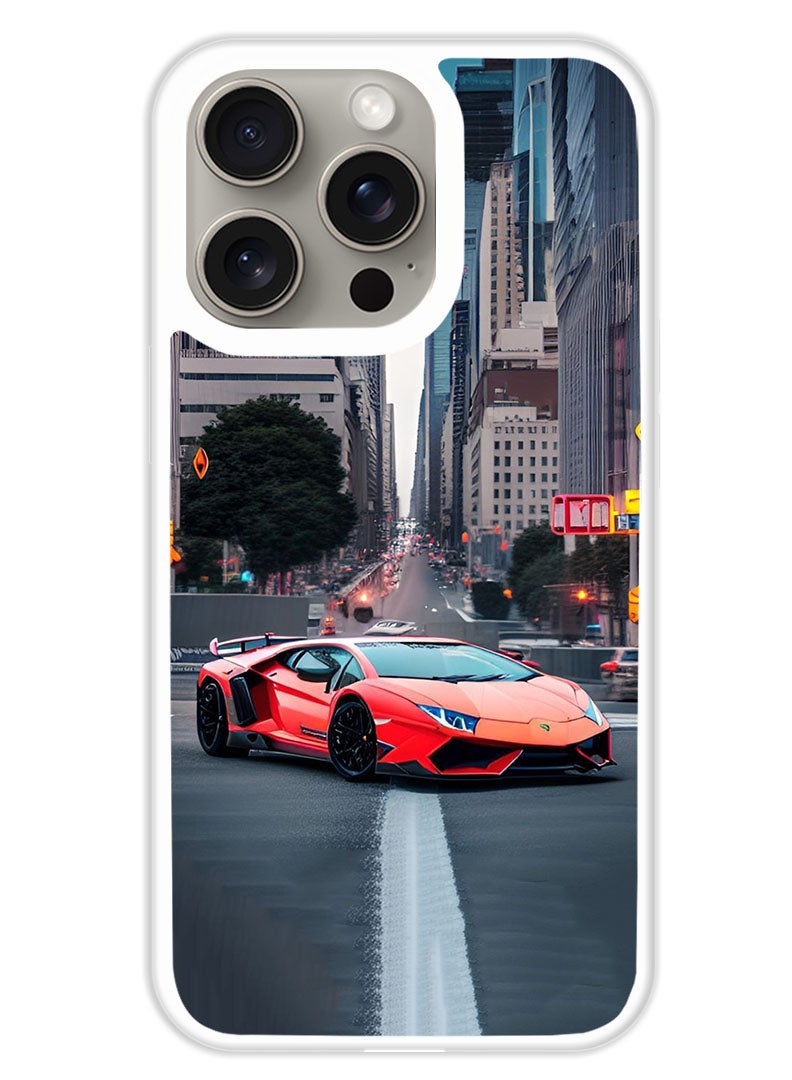 Theodor Protective Case Cover For APPLE IPHONE 15 Pro Lamborghini 1 (White Bumper) - Image 1