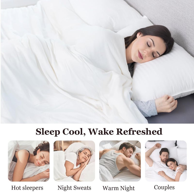 Globon Cooling Comforter King Size, Lightweight Summer Comforter for Hot Sleepers,Ultra Soft Bamboo Viscose Fabric, Breathable & Moisture Wicking,Soy Fiber Blend Fill, White - Image 2