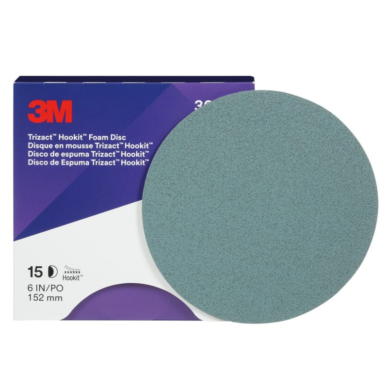 3M Trizact 3M Trizact Hookit Foam Disc, 30662, 6 in, P5000, 15 discs per carton , Blue - Image 2