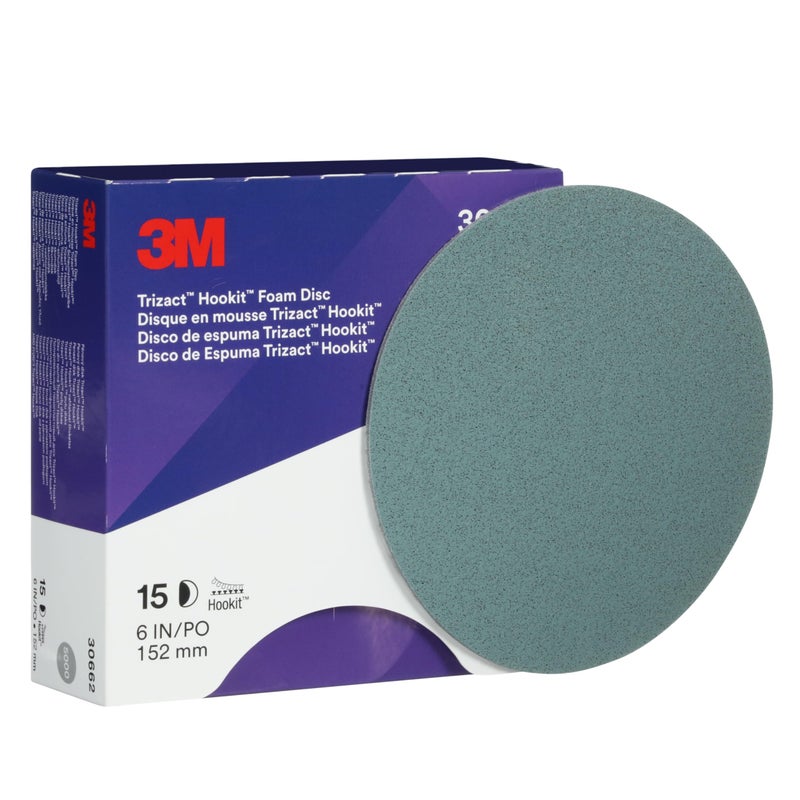 3M Trizact 3M Trizact Hookit Foam Disc, 30662, 6 in, P5000, 15 discs per carton , Blue - Image 4