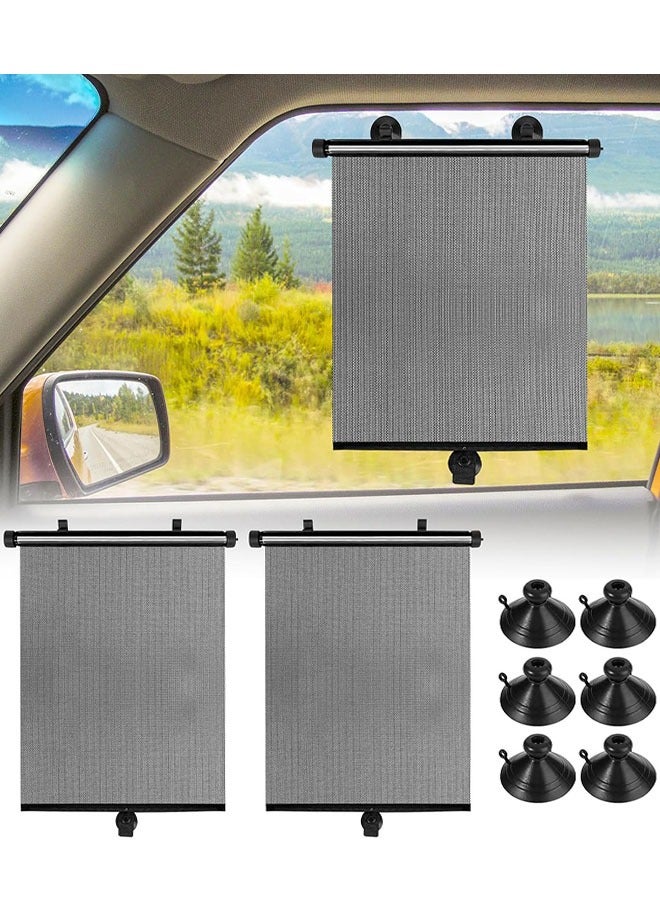 Car Window Shades for Side Windows, 2 Pack Retractable Side Window Sun Shade with 6pcs Suction Cups, Blocks UV Rays & Heat Glare Protection, Roller Sunshade for Kids, Pets, and Car Passengers (15x17 Inch) - Image 1