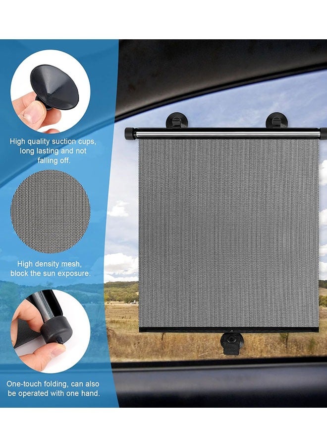 Car Window Shades for Side Windows, 2 Pack Retractable Side Window Sun Shade with 6pcs Suction Cups, Blocks UV Rays & Heat Glare Protection, Roller Sunshade for Kids, Pets, and Car Passengers (15x17 Inch) - Image 3