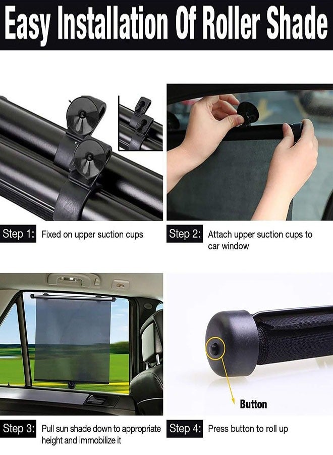 Car Window Shades for Side Windows, 2 Pack Retractable Side Window Sun Shade with 6pcs Suction Cups, Blocks UV Rays & Heat Glare Protection, Roller Sunshade for Kids, Pets, and Car Passengers (15x17 Inch) - Image 4