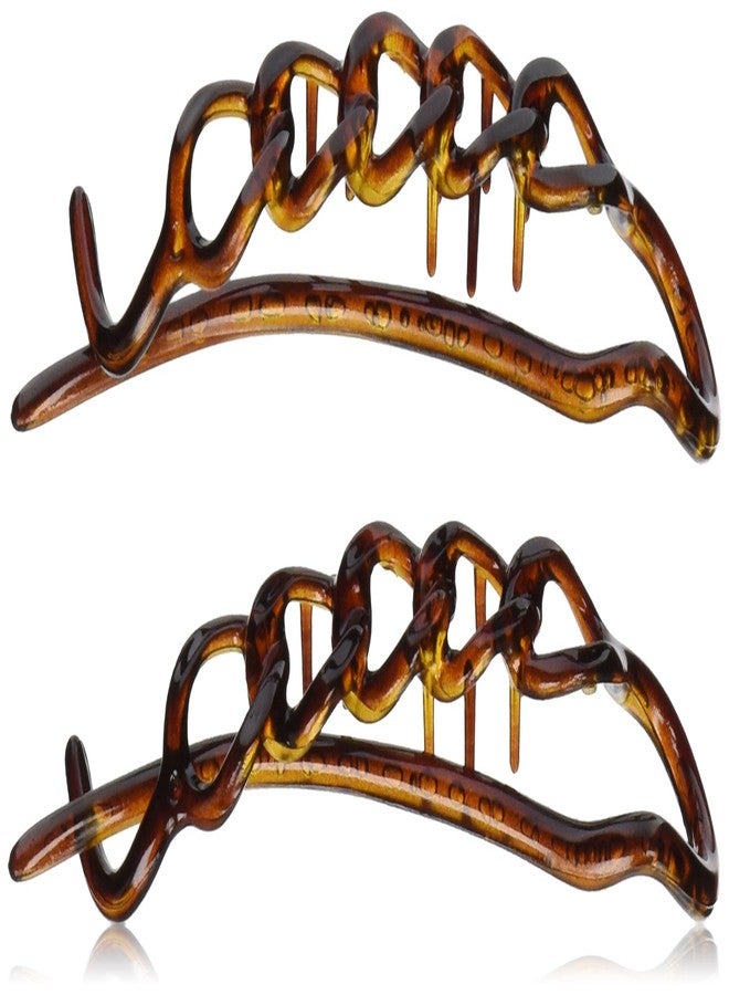 Caravan Non Metal Chain Slide Barrettes Made Of Celluloid Acetate In Tortoise Shell Pair - Image 1