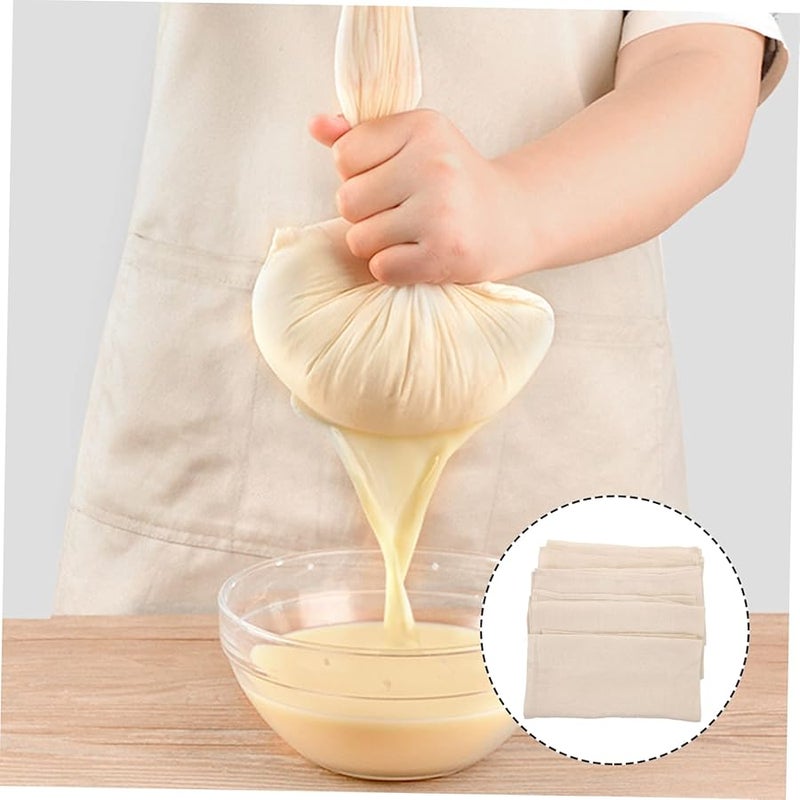 4 قطع من أكياس قماش الجبن القطني ذات شبكة ناعمة لطهي حليب الصويا وحليب المكسرات - Image 5
