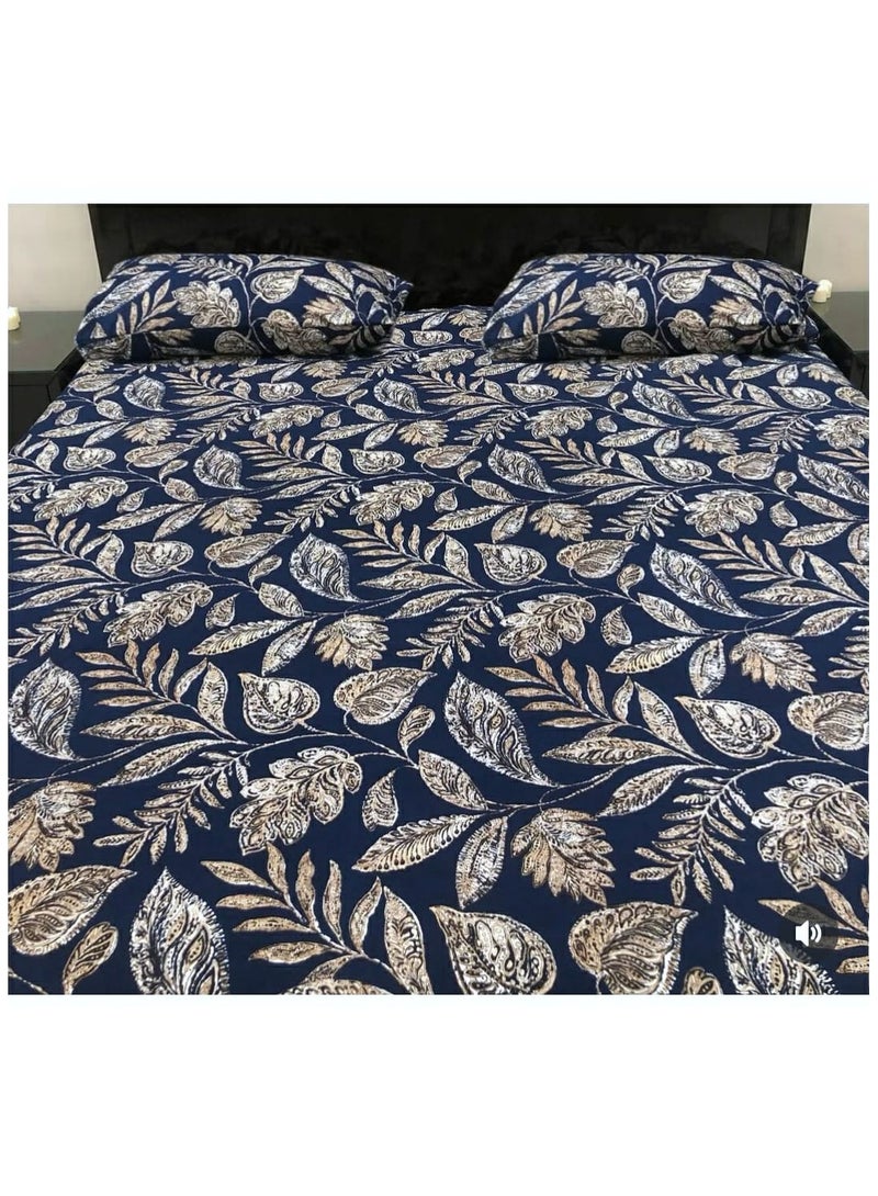 طقم ملاءات سرير مزدوج مقاس كينغ - ملاءات سرير قطنية مطبوعة مع غطاء وسادة