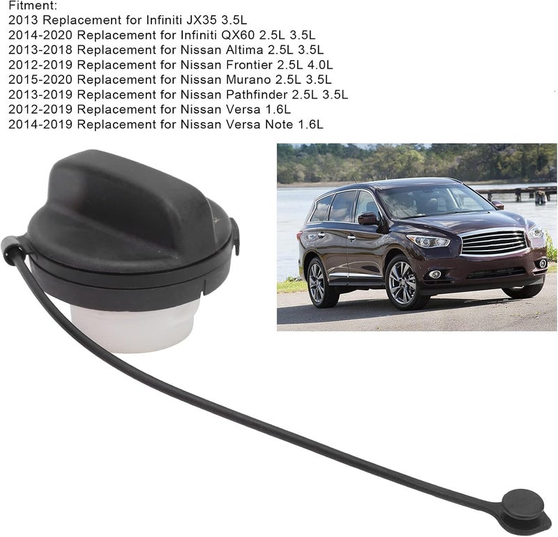 woobles Fuel Filler Door Gas Tank Cap Cover 17251-3JA0A ABS Gas Cap Replacement for JX35 3.5L, for QX60 2.5L 3.5L, for Altima 2.5L 3.5L, for Frontier 2.5L 4.0L, for Murano 2.5L 3.5L - Image 3