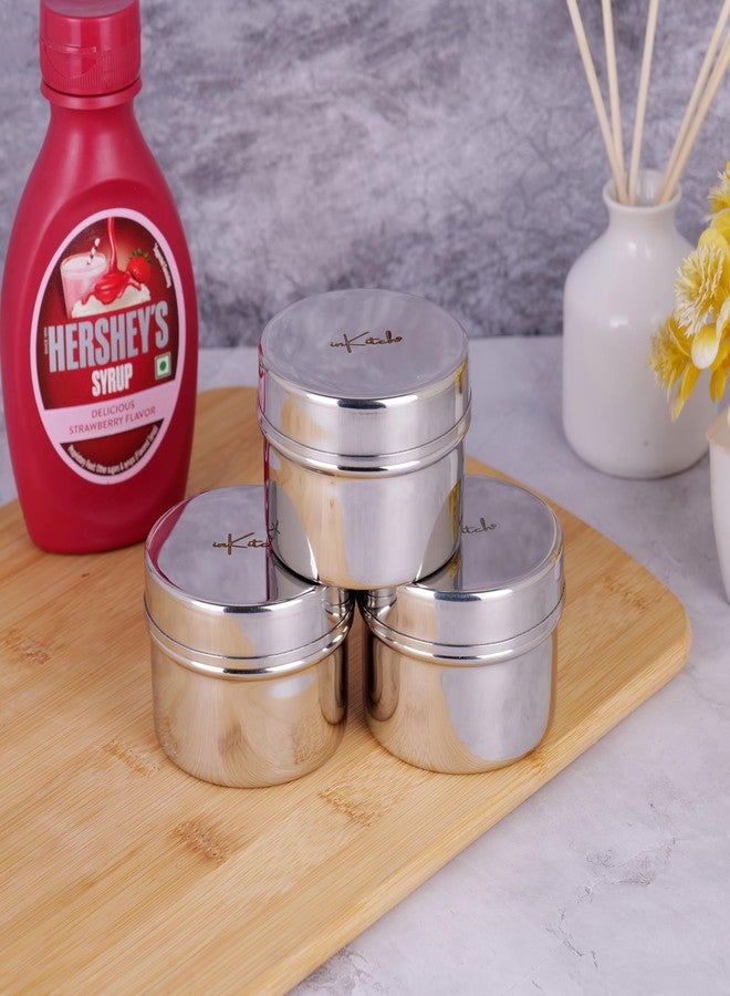 inKitch Stainless Steel Masala Box Set of 3 with Lid (120ML Each), Small Spice Container Set, Steel Storage for Masala, Pickle, Chutney, Mukhwas, Clove, Portable Kitchen Organizer - Image 4