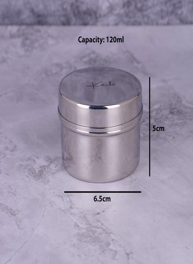 inKitch Stainless Steel Masala Box Set of 3 with Lid (120ML Each), Small Spice Container Set, Steel Storage for Masala, Pickle, Chutney, Mukhwas, Clove, Portable Kitchen Organizer - Image 2