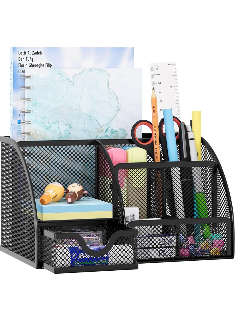 JoyousSto Pencil Holder for Desk, Metal Mesh Stationary Desktop Organizer, Strong Pen Holder Pencil Holder for School, Office and Home Desktop Accessories storage (Black) - Image 1