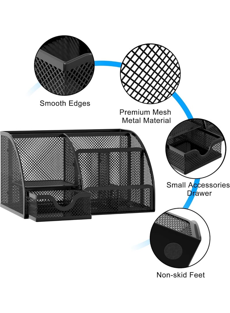 JoyousSto Pencil Holder for Desk, Metal Mesh Stationary Desktop Organizer, Strong Pen Holder Pencil Holder for School, Office and Home Desktop Accessories storage (Black) - Image 3