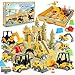 Helsort Sand Construction Site Kit 37 Pcs Play Sand Art Kit with 8 Construction Trucks Folding Sandbox 22 lbs Magic Sand Crane Worker Road Signs Molds Shovel Ideal Toys for Boys Girls Age 3 - Image 3