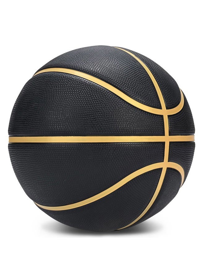 Dakapal Rubber Basketball Size 5 for Teens Adults Indoor Outdoor Basketballs for Game Gym Training Competition Sports Streetball Gift for Boys Girls Youth (Black&Gold/Deflated) - Image 1