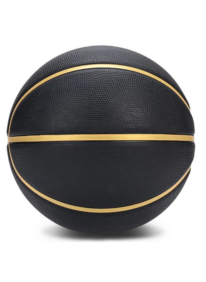 Dakapal Rubber Basketball Size 5 for Teens Adults Indoor Outdoor Basketballs for Game Gym Training Competition Sports Streetball Gift for Boys Girls Youth (Black&Gold/Deflated) - Image 2