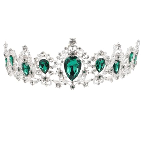 FRCOLOR Princess Crown for Women, Green Crystal Tiara Crown for Women, Rhinestone Queen Crowns Wedding Tiaras Crowns Headband for Birthday Halloween Party(Green) - Image 1