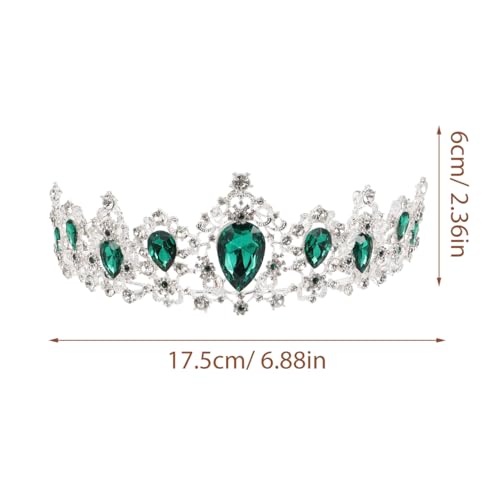FRCOLOR Princess Crown for Women, Green Crystal Tiara Crown for Women, Rhinestone Queen Crowns Wedding Tiaras Crowns Headband for Birthday Halloween Party(Green) - Image 5