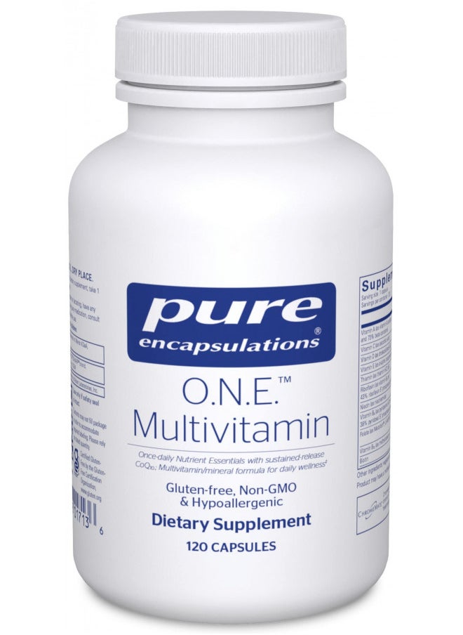 Pure Encapsulations - Pure Encapsulations O.N.E. Multivitamin - Once Daily Multivitamin with Antioxidant Complex Metafolin, CoQ10, and Lutein to Support Vision, Cognitive Function, and Cellular Health* - 120 Capsules - Image 1