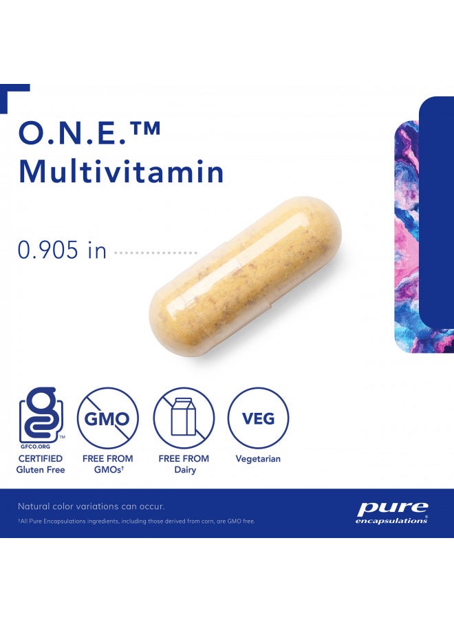 Pure Encapsulations - Pure Encapsulations O.N.E. Multivitamin - Once Daily Multivitamin with Antioxidant Complex Metafolin, CoQ10, and Lutein to Support Vision, Cognitive Function, and Cellular Health* - 120 Capsules - Image 1