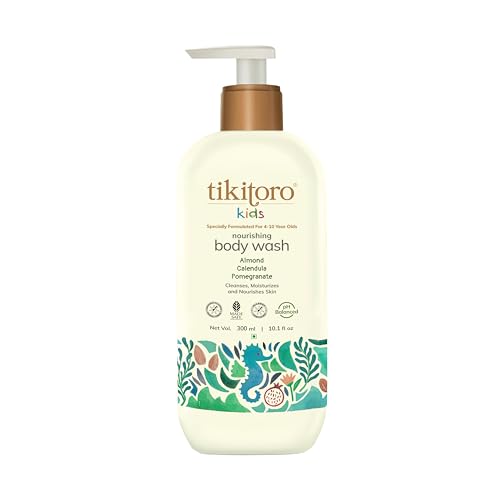 Tikitoro Kids Nourishing Body Wash | Pediatrician Approved | Vegan | Cleanses, Moisturizes & Nourishes Skin | Almond, Calendula, Pomegranate Extract | No Parabens & Sulphates, Age 4+ years (300ml) - Image 1