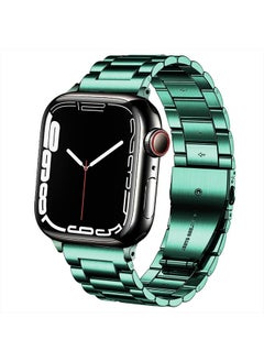 Bands Compatible with iWatch 38mm 42mm 40mm 44mm 41mm 45mm 49mm, Solid Stainless Steel Metal Strap Replacement for Apple Watch Series 8 / 7 / 6 / 5 / 4 / 3 / SE / Ultra Women Men (Green, 38mm/