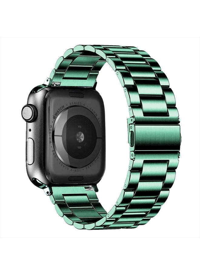 DEALELE - Bands Compatible with iWatch 38mm 42mm 40mm 44mm 41mm 45mm 49mm, Solid Stainless Steel Metal Strap Replacement for Apple Watch Series 8 / 7 / 6 / 5 / 4 / 3 / SE / Ultra Women Men (Green, 38mm/ - Image 1