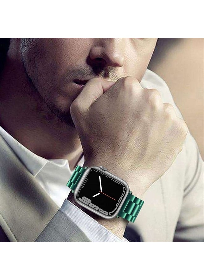 DEALELE - Bands Compatible with iWatch 38mm 42mm 40mm 44mm 41mm 45mm 49mm, Solid Stainless Steel Metal Strap Replacement for Apple Watch Series 8 / 7 / 6 / 5 / 4 / 3 / SE / Ultra Women Men (Green, 38mm/ - Image 1