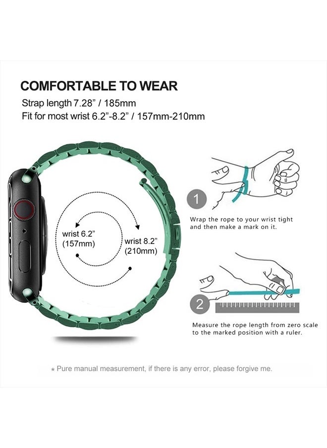 DEALELE - Bands Compatible with iWatch 38mm 42mm 40mm 44mm 41mm 45mm 49mm, Solid Stainless Steel Metal Strap Replacement for Apple Watch Series 8 / 7 / 6 / 5 / 4 / 3 / SE / Ultra Women Men (Green, 38mm/ - Image 1