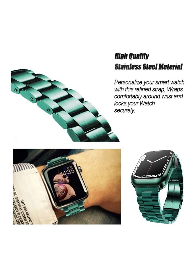DEALELE - Bands Compatible with iWatch 38mm 42mm 40mm 44mm 41mm 45mm 49mm, Solid Stainless Steel Metal Strap Replacement for Apple Watch Series 8 / 7 / 6 / 5 / 4 / 3 / SE / Ultra Women Men (Green, 38mm/ - Image 1