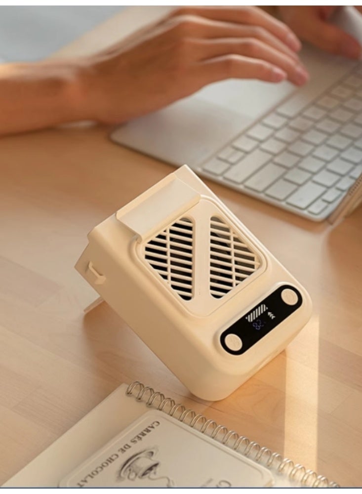 Waist And Neck Hanging Fan With Ultra Long Battery Life, Outdoor High-speed Cooling Fan，Intelligent Digital Display White - Image 4