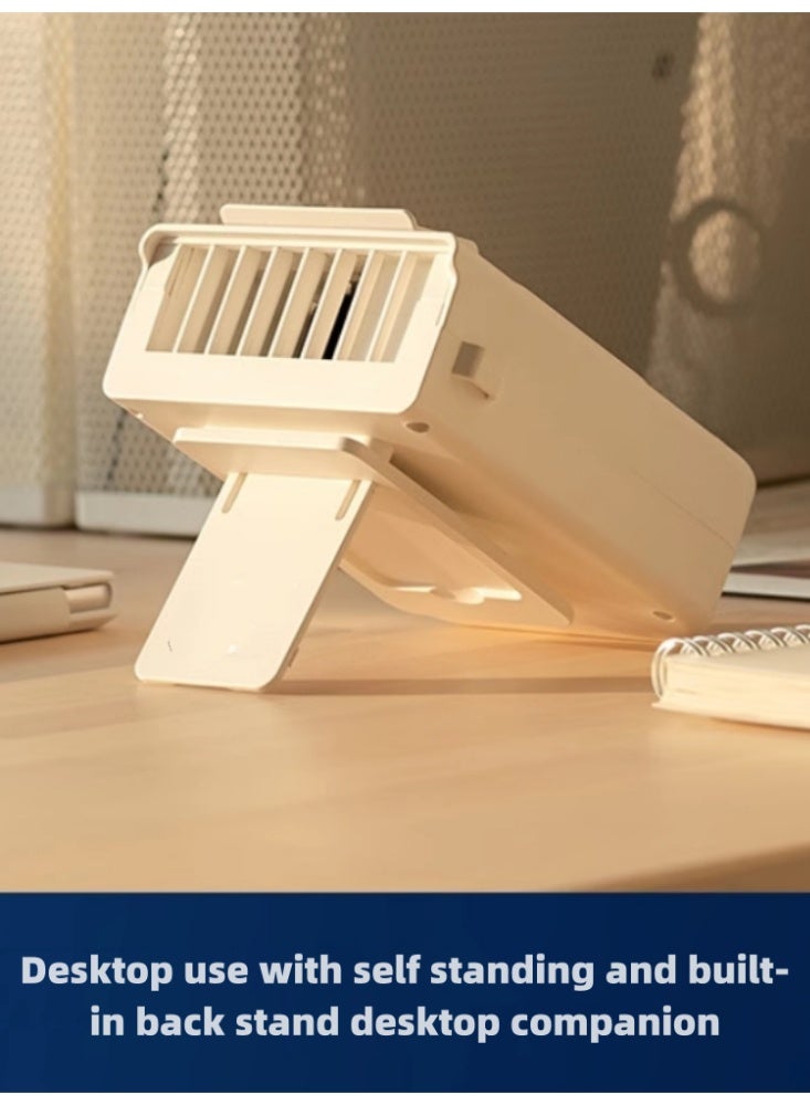 Waist And Neck Hanging Fan With Ultra Long Battery Life, Outdoor High-speed Cooling Fan，Intelligent Digital Display White - Image 3
