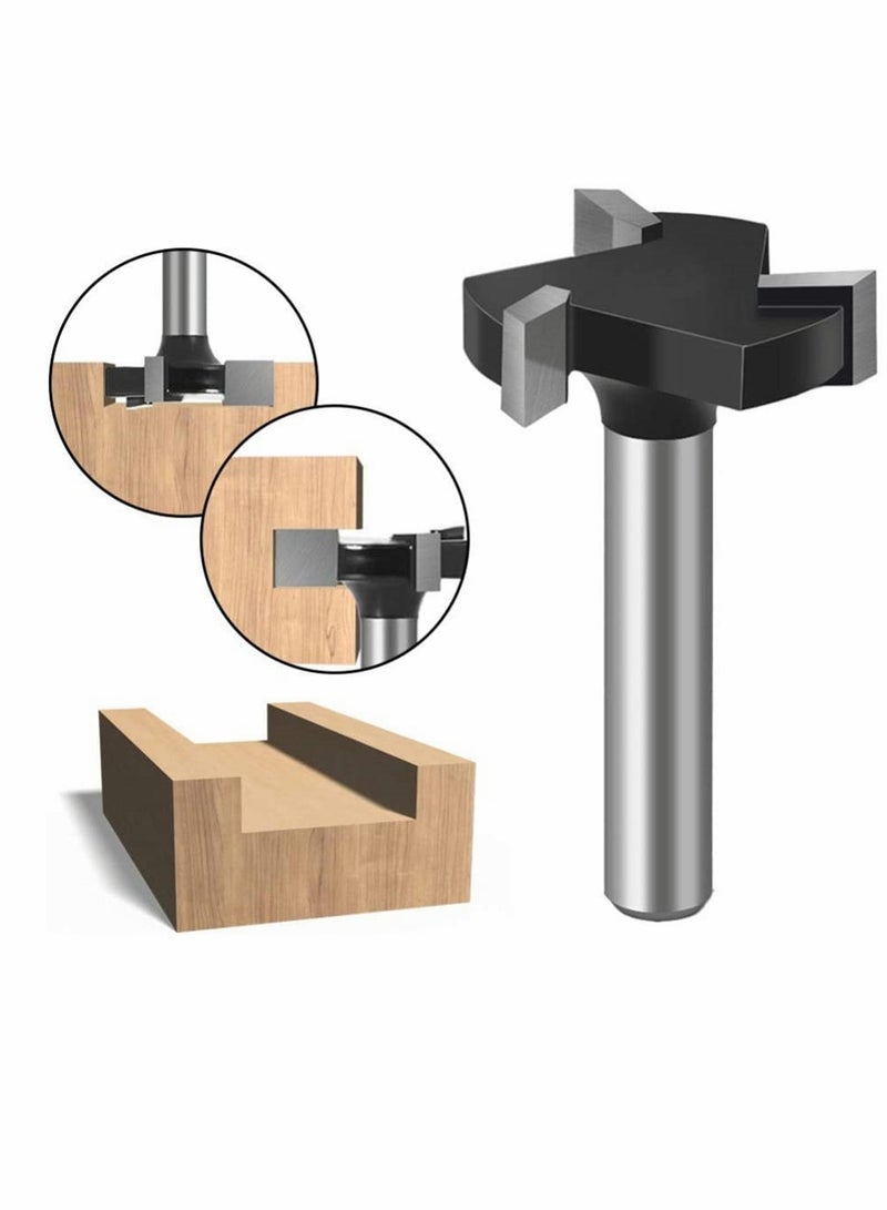 Wood Working Milling Cutter T Shaped Cnc Surfacing Cutter Bit Wood Working Milling Cutter Planer High Speed Steel Wood Working Hole Saw Punching Bit Wood Working Tool (6 mm Shank)  - Image 4
