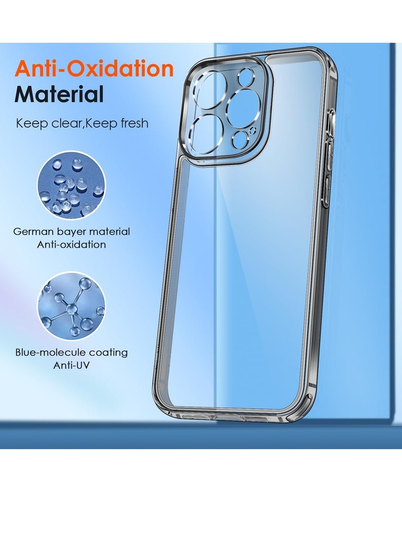 ELTRAZONE Clear Case Compatible with iPhone 15 Pro Max 6.7" [Long Lasting Clarity] [Military Grade Drop Protection], 1 Phone Case + 2 Tempered Glass Screen Protector, Shockproof Slim Cover -Shadowy Black - Image 3