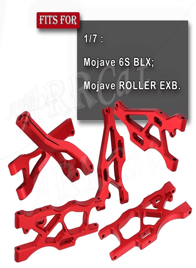 أذرع تعليق أمامية وخلفية لسيارة موهافي 6S BLX بمقياس 1/7، من ARRCat RC Upgrades Part Hops up، طقم أذرع تأرجح علوية وسفلية من الألومنيوم مكون من 6 قطع لسيارة موهافي 6S BLX بمقياس 1/7، باللون الأحمر - Image 2